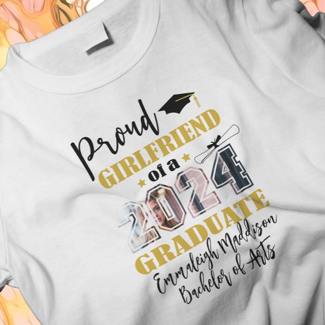 Custom Proud Girlfriend Photo 2024 Graduate T-Shirt (Creator Uploaded)