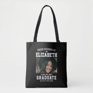 Custom Proud Grandma Photo Graduate Family Tote Bag