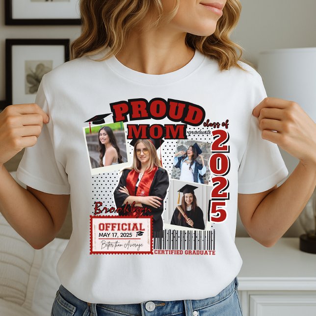 Custom Proud Mum of Class of 2025 Graduate Photo Tri-Blend Shirt (Creator Uploaded)