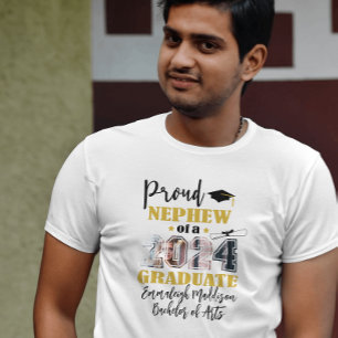 Custom Proud Nephew Photo 2024 Graduate T-Shirt