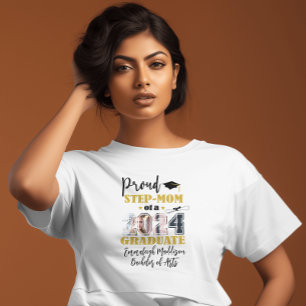 Custom Proud Step Mum Photo 2024 Graduate T-Shirt