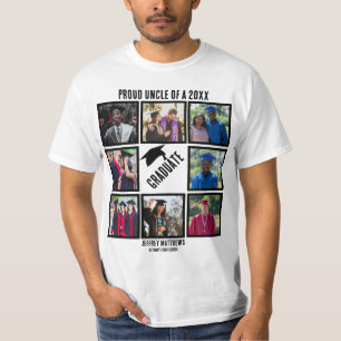 Custom Proud Uncle Graduation Photo Collage T-Shirt