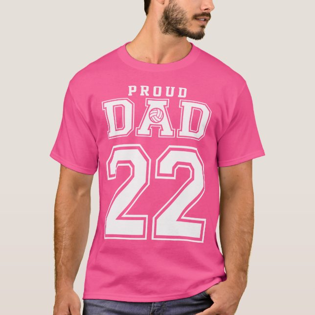 Custom Proud Volleyball Dad Number 22 Personalised T-Shirt (Front)