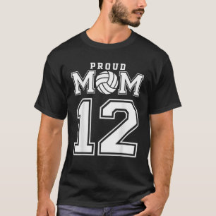 Custom Proud Volleyball Mum Number 12 Personalised T-Shirt