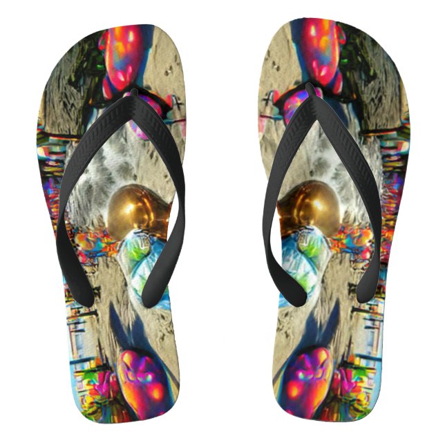 Custom Psychedelic Balloons Colourful Flip Flops (Footbed)