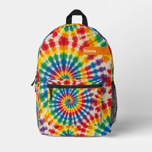 Custom Psychedelic Tie Dye | Retro Groovy Backpack (Front)