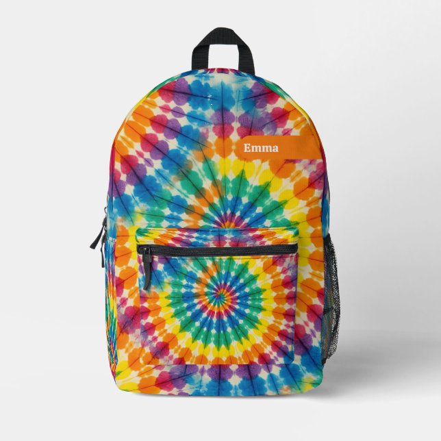 Custom Psychedelic Tie Dye | Retro Groovy Backpack (Front)