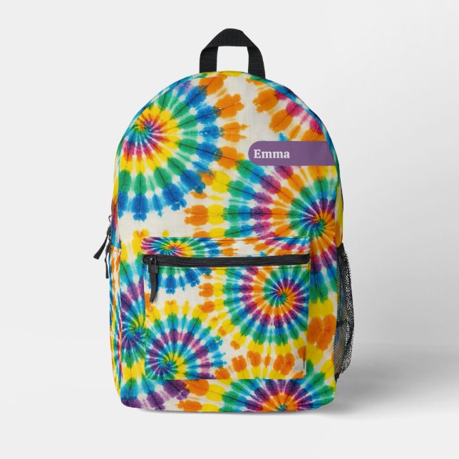 Custom Psychedelic Tie Dye | Retro Groovy Backpack (Front)