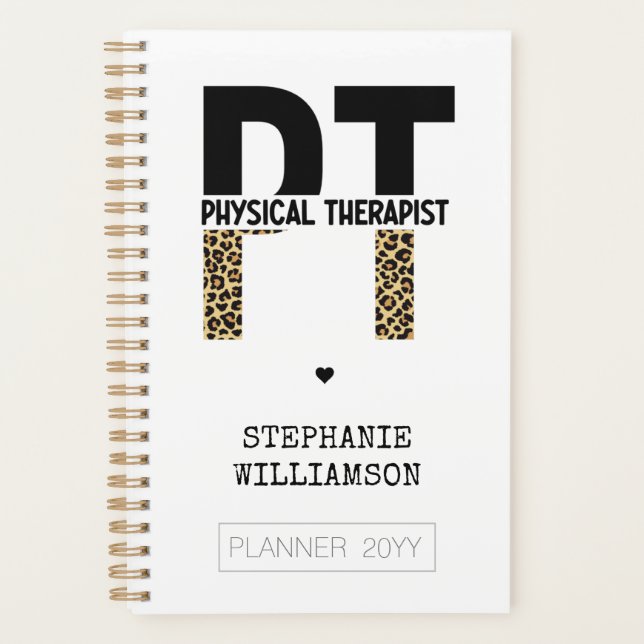 Custom PT Physical Therapist Cheetah Print Planner (Front)