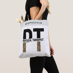 Custom PT Physical Therapist Cheetah Print Tote Bag