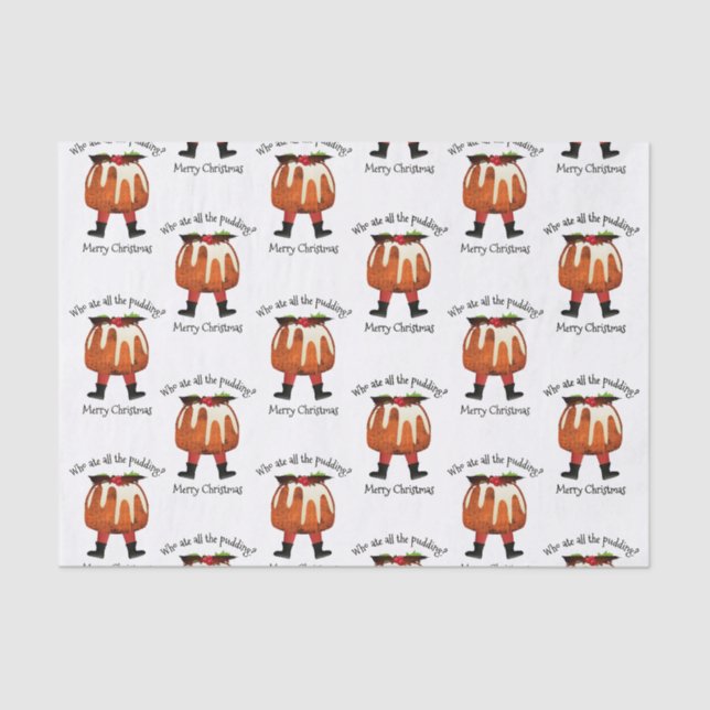Custom Pudding Humour Merry Christmas Tissue Paper (Front)