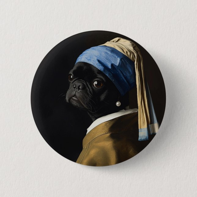 Custom Pug as Popular Iconic Image 6 Cm Round Badge (Front)