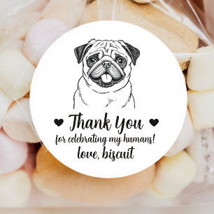Custom Pug Dog Wedding Favour Stickers