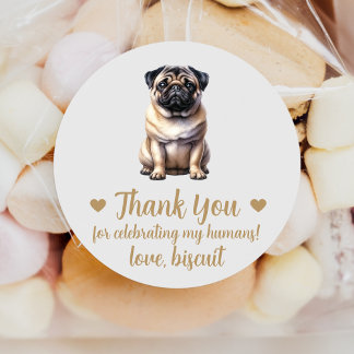 Custom Pug Wedding Favour Stickers