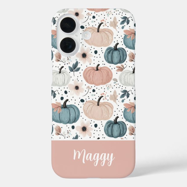 Custom Pumpkin and Flowers Fall Pattern  Case-Mate iPhone Case (Back)