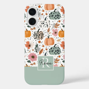 Custom Pumpkin and Flowers Fall Pattern  iPhone 16 Case