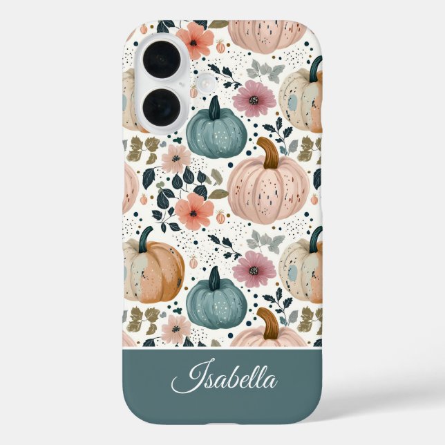 Custom Pumpkin and Flowers pattern  Case-Mate iPhone Case (Back)