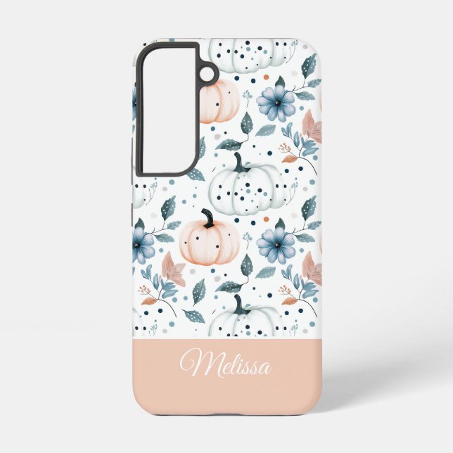 Custom Pumpkin and Flowers pattern  Samsung Galaxy S22 Case (Back)