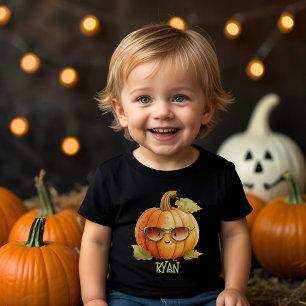 Custom Pumpkin Cute Watercolor Halloween Toddler T-Shirt