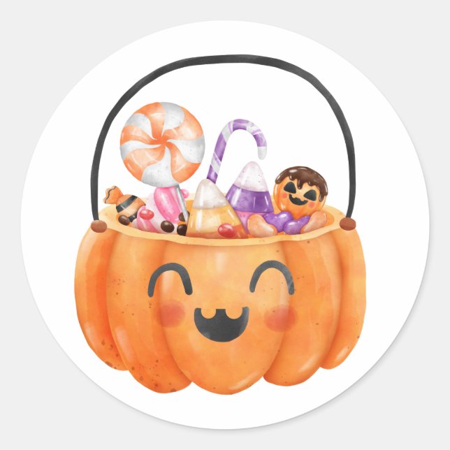 Custom Pumpkin Halloween Pail Party Sticker Sheet (Front)