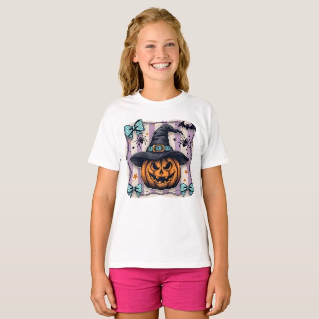 Custom Pumpkin Halloween T-Shirt with Custom Text (Front Full)