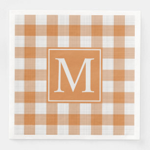 Custom Pumpkin Orange Gingham Pattern Napkin