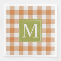 Custom Pumpkin Orange Green Picnic Gingham Pattern
