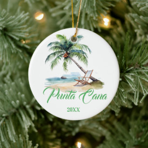 Custom Punta Cana Beach  Ceramic Tree Decoration