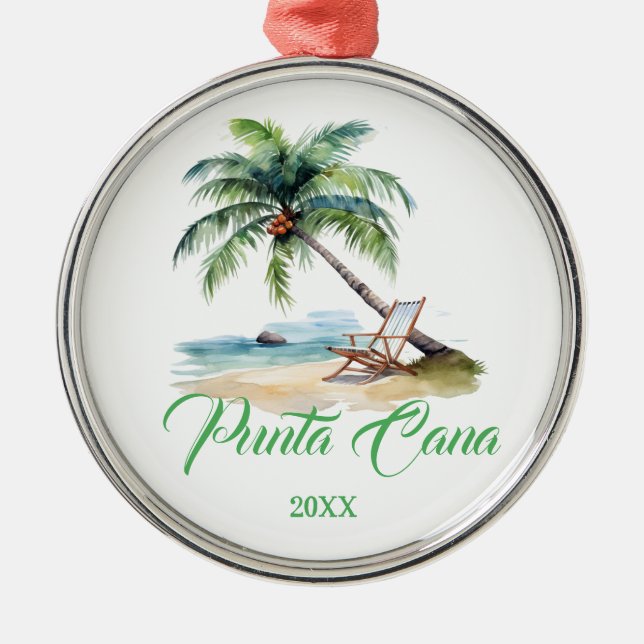 Custom Punta Cana Beach  Metal Tree Decoration (Front)