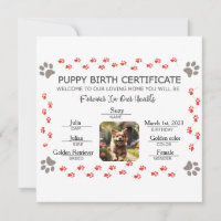 Custom Puppy Birth Certificate