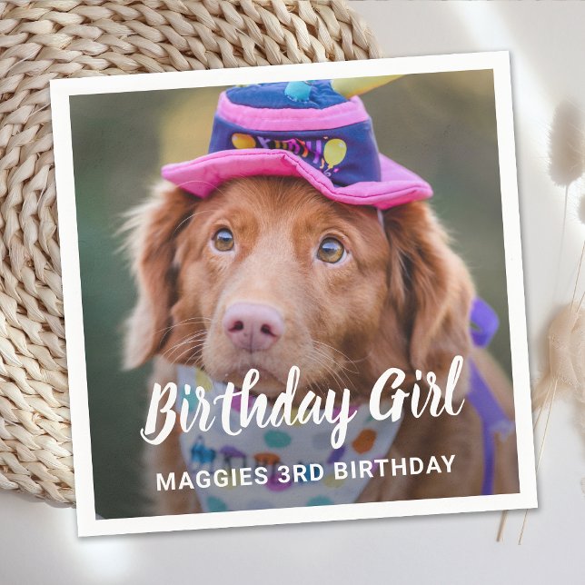 Custom Puppy Dog Birthday Party Pet Photo Napkin (Creator Uploaded)