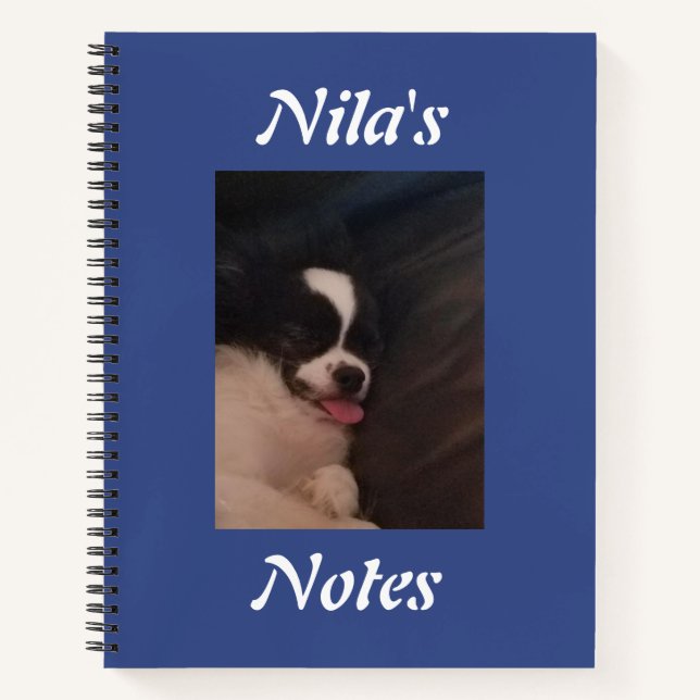 Custom Puppy Dog Photo Blue Personalised  Notebook (Front)