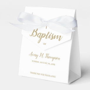 Custom Pure white gold cross Script Baptism Favour Box