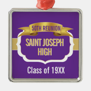 Custom Purple 50th Class Reunion  Metal Tree Decoration