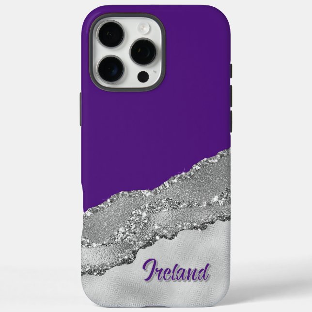Custom Purple And Grey Glitter  Case-Mate iPhone Case (Back)
