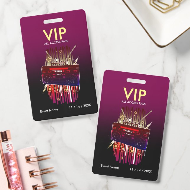 Custom Purple Black Gradient VIP Pass For Event ID Badge (Office)