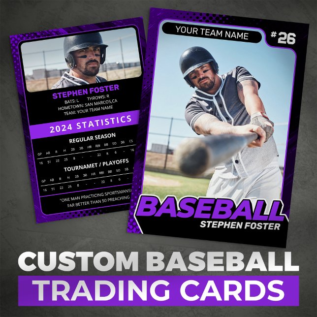 Custom Purple & Black Pro Baseball Trading Card (Creator Uploaded)