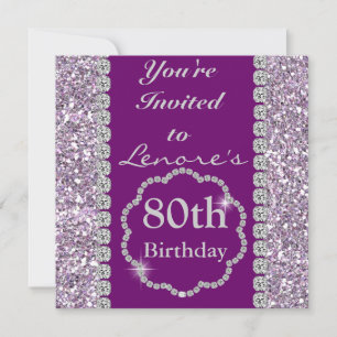 CUSTOM PURPLE BLING Birthday Party Invitation