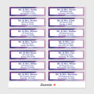 Custom Purple Blue Bar Mitzvah Guest Address