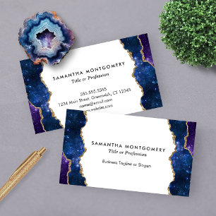 Custom Purple Blue Gold Veins Agate Professional Business Card