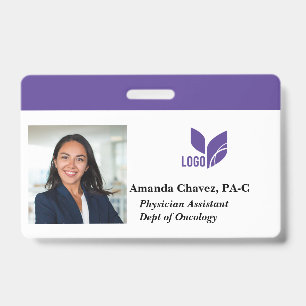 Custom Purple Business Employee Photo Name ID Badge