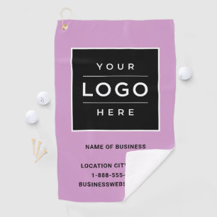Custom Purple Business Name and Logo Golf Towel