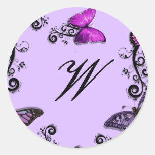 Custom Purple Butterflies Classic Round Sticker
