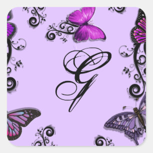 Custom Purple Butterflies Square Sticker
