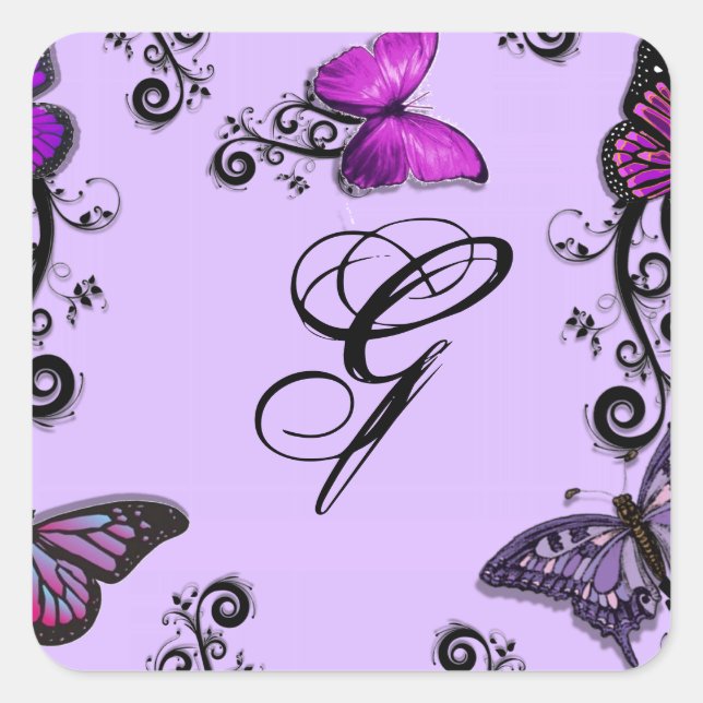 Custom Purple Butterflies Square Sticker (Front)