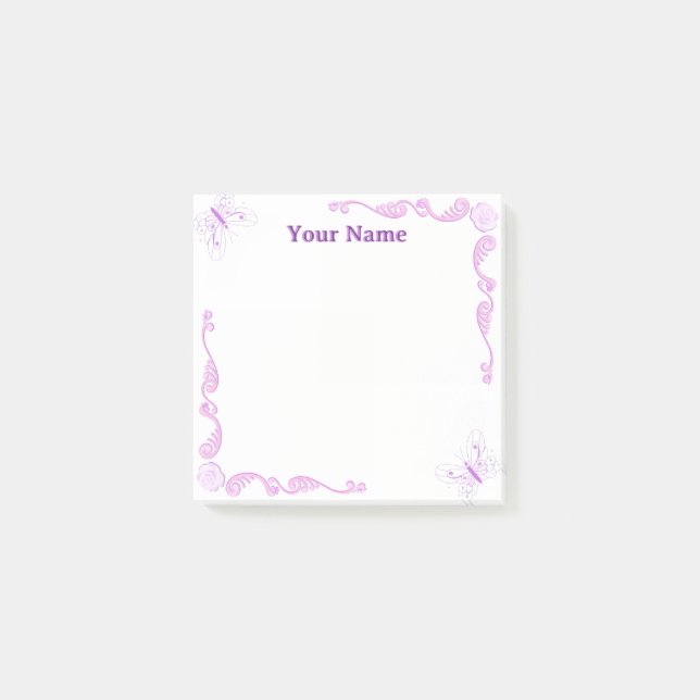 Custom Purple Butterfly Filigree Post-it Notes (Front)