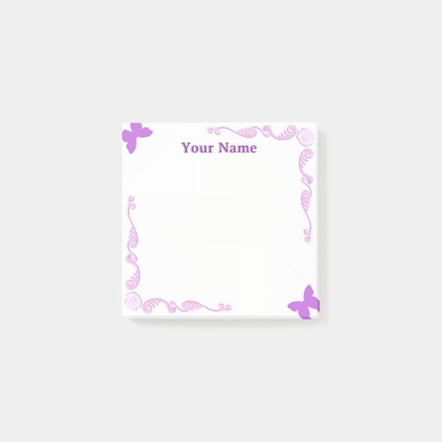 Custom Purple Butterfly Filigree Post-it Notes (Front)