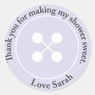 Custom    Purple Button Baby Shower Favour Sticker