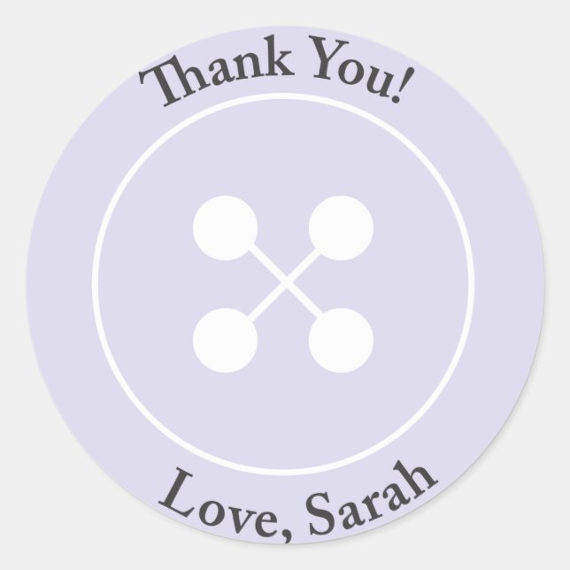 Custom |  Purple Button Baby Shower Favour Sticker (Front)