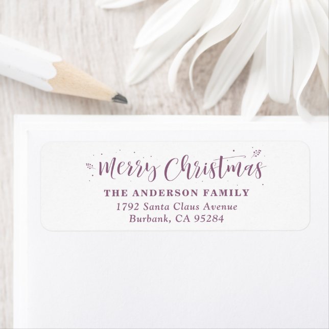 Custom Purple Christmas Return Address Labels (Insitu)